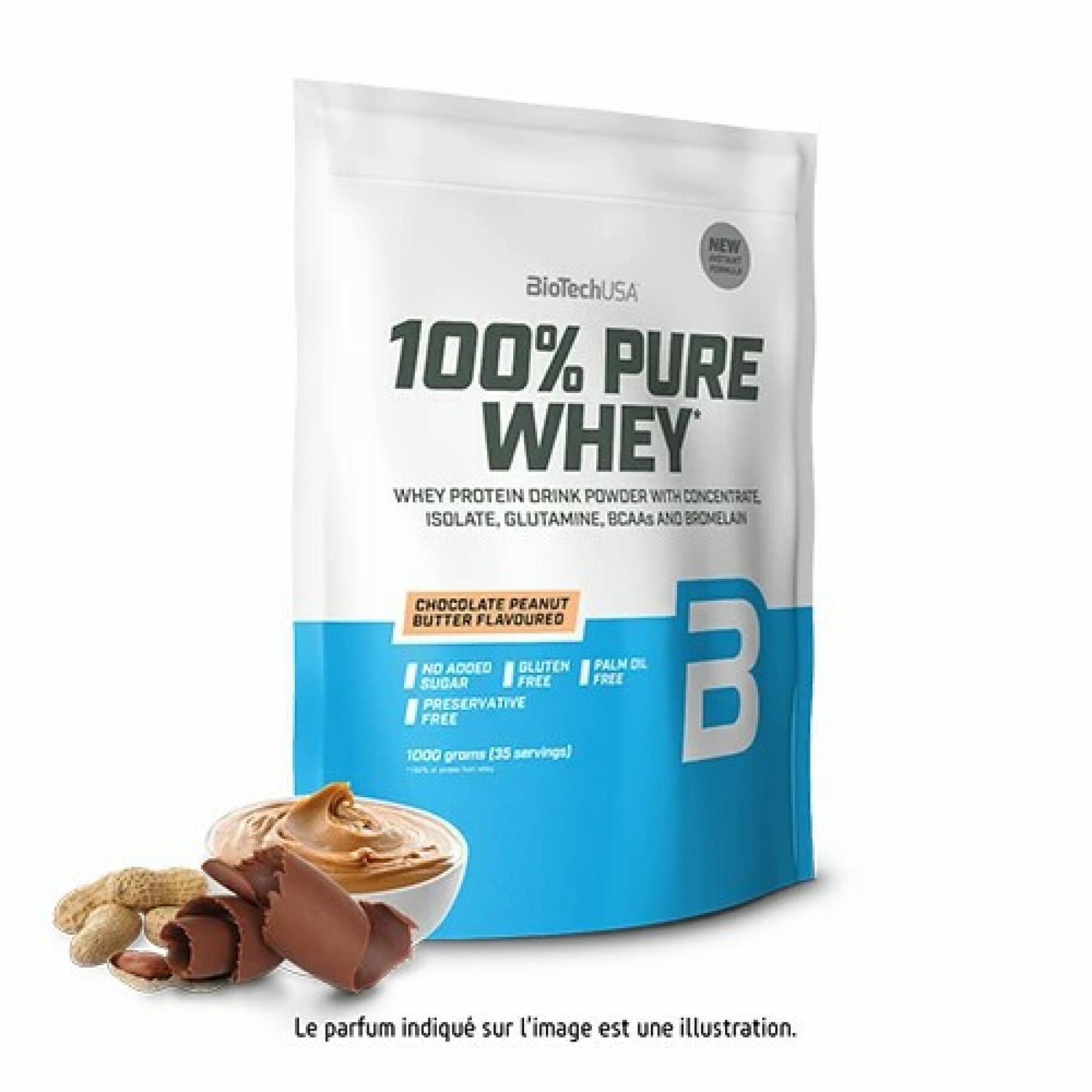 Lot of 10 bags of 100% pure whey protein Biotech USA - Chocolat-beurre de noise - 1kg