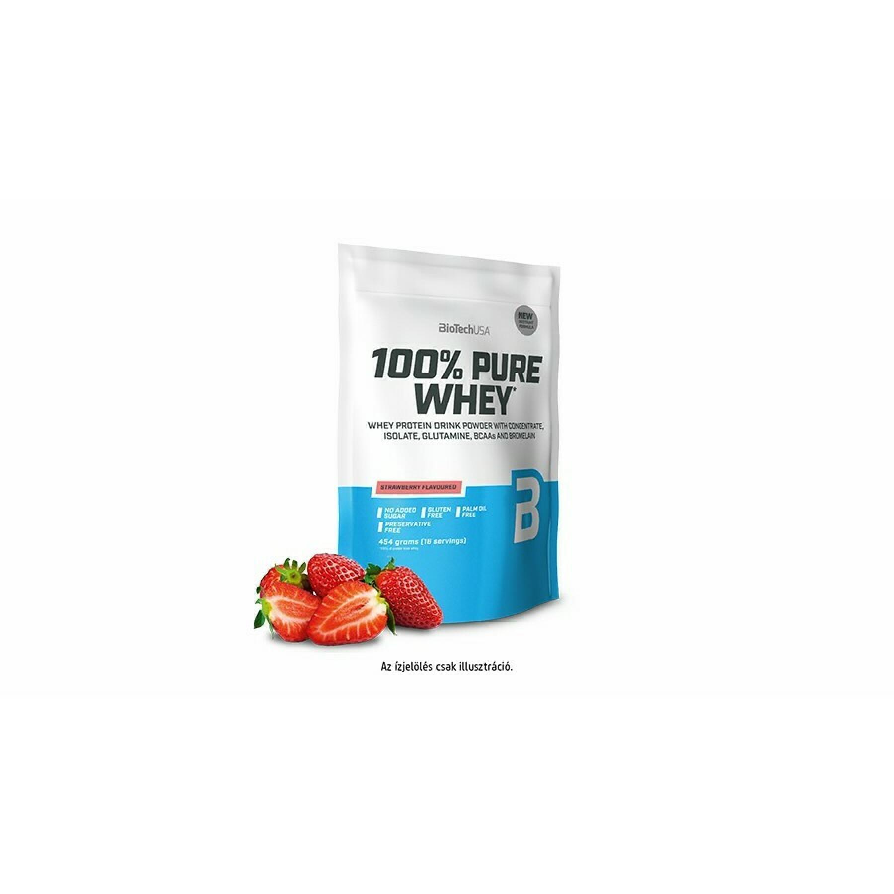 100% pure whey protein bags Biotech USA - Fraise - 454g