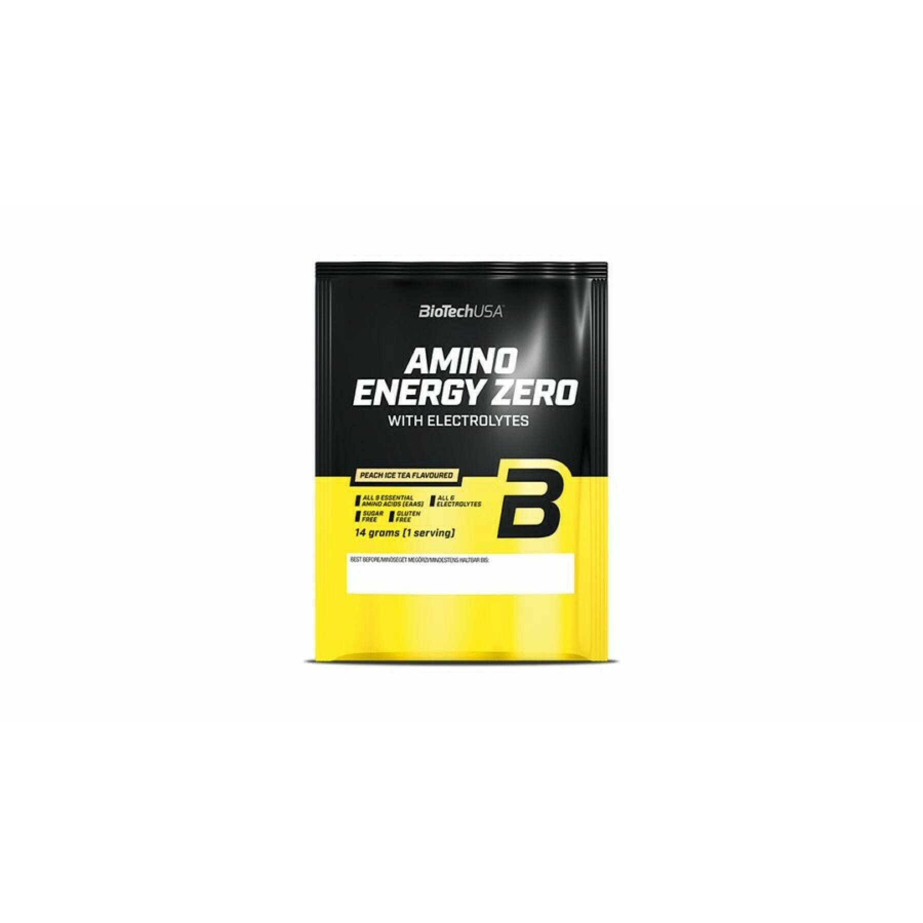 50 packets of amino acids with electrolytes Biotech USA amino energy zero - Thé glacé aux pêches - 14g
