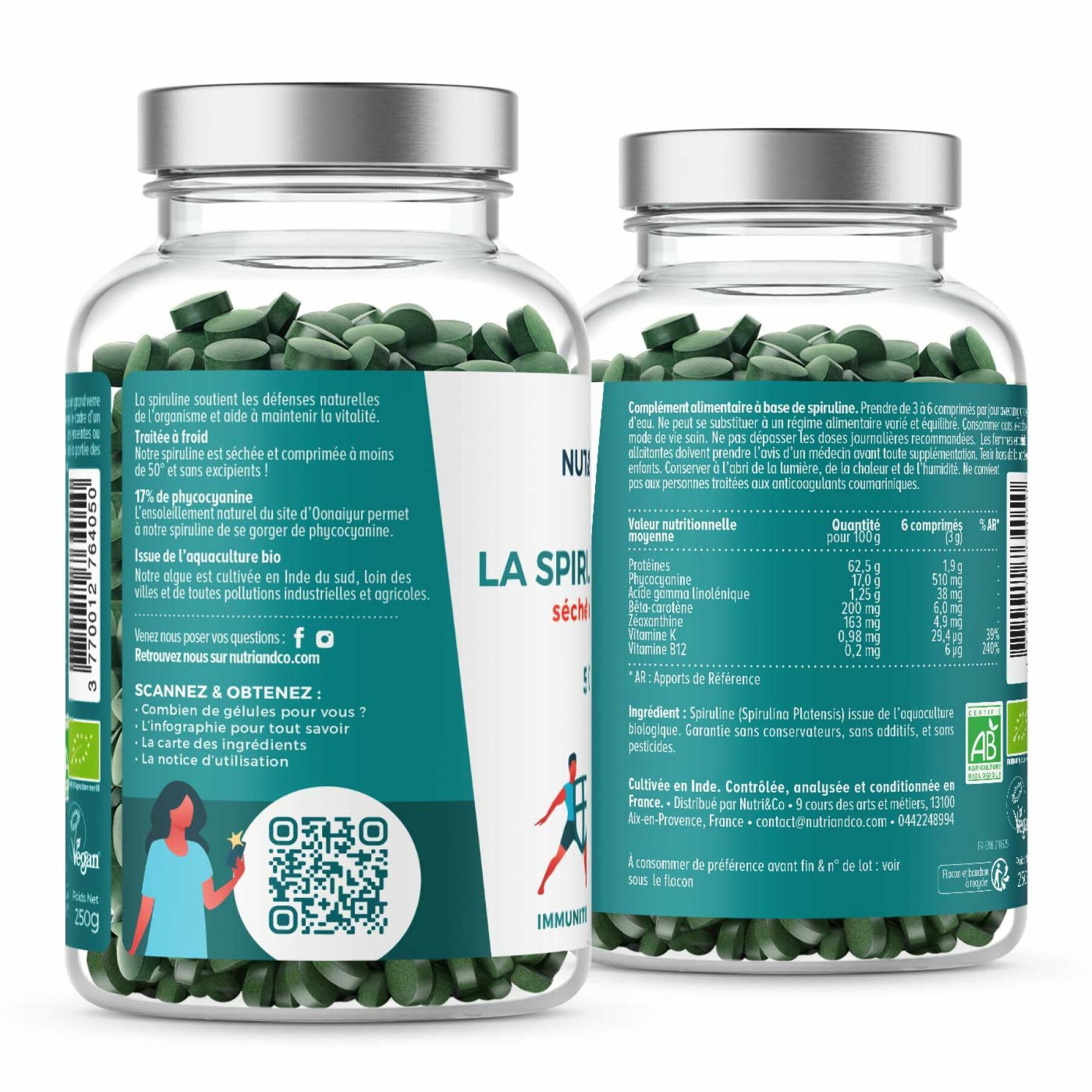 500 tablets of spirulina 100% organic Nutri&Co