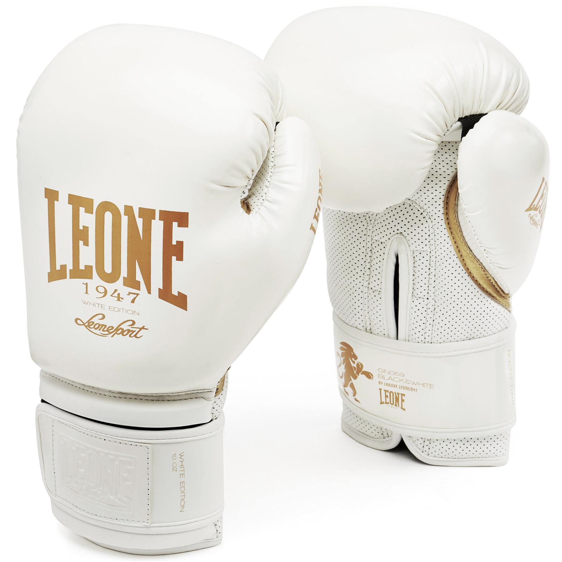 Black and white boxing gloves Leone 16 oz