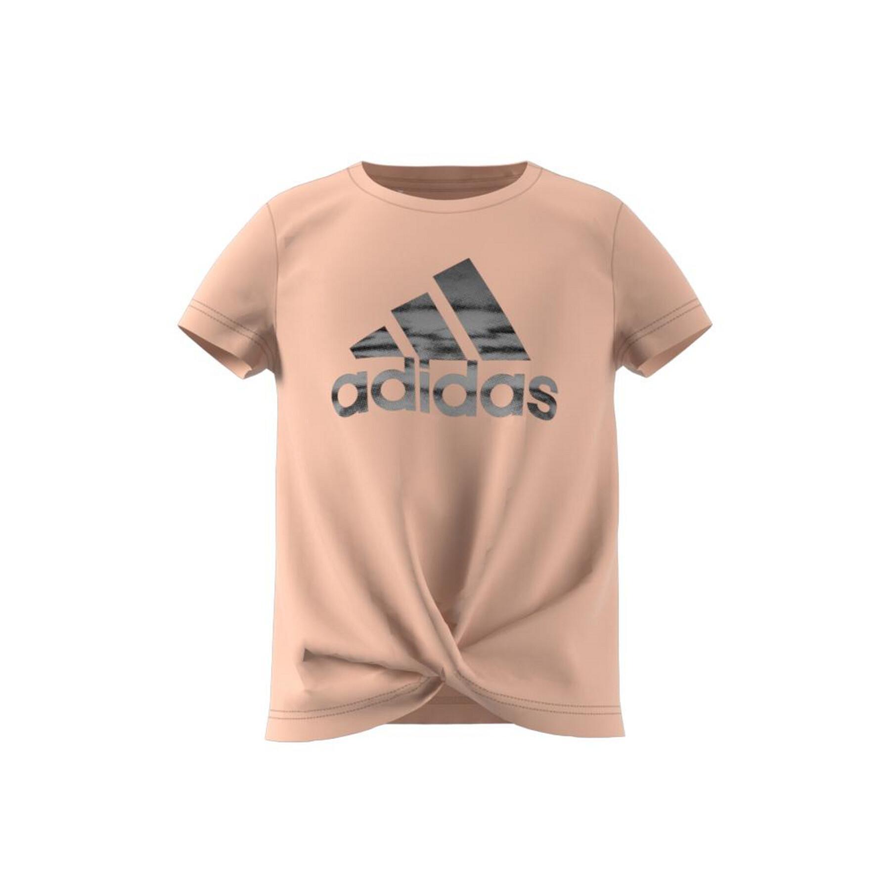 Girl's T-shirt adidas Primegreen AEROREADY Training Dance Move Knotted Metallic Logo-Print